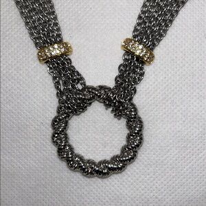 NWOT DSMK Hypoallergenic Stainless Steel Gold Plate Rhinestone Accent Necklace